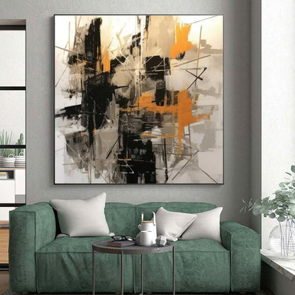 “Black - Gold - Gray Abstract Chaos” ，Abstract Acrylic Painting CT0821