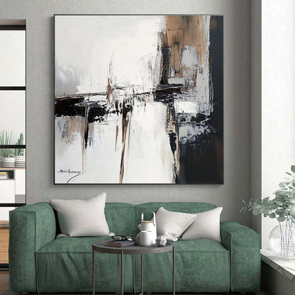 “Black - White - Brown Abstract Blocks” ，Abstract Acrylic Painting CT0784