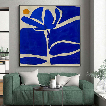 “Graphic Blue - Orange Floral” ，Abstract Botanical Art CT0872