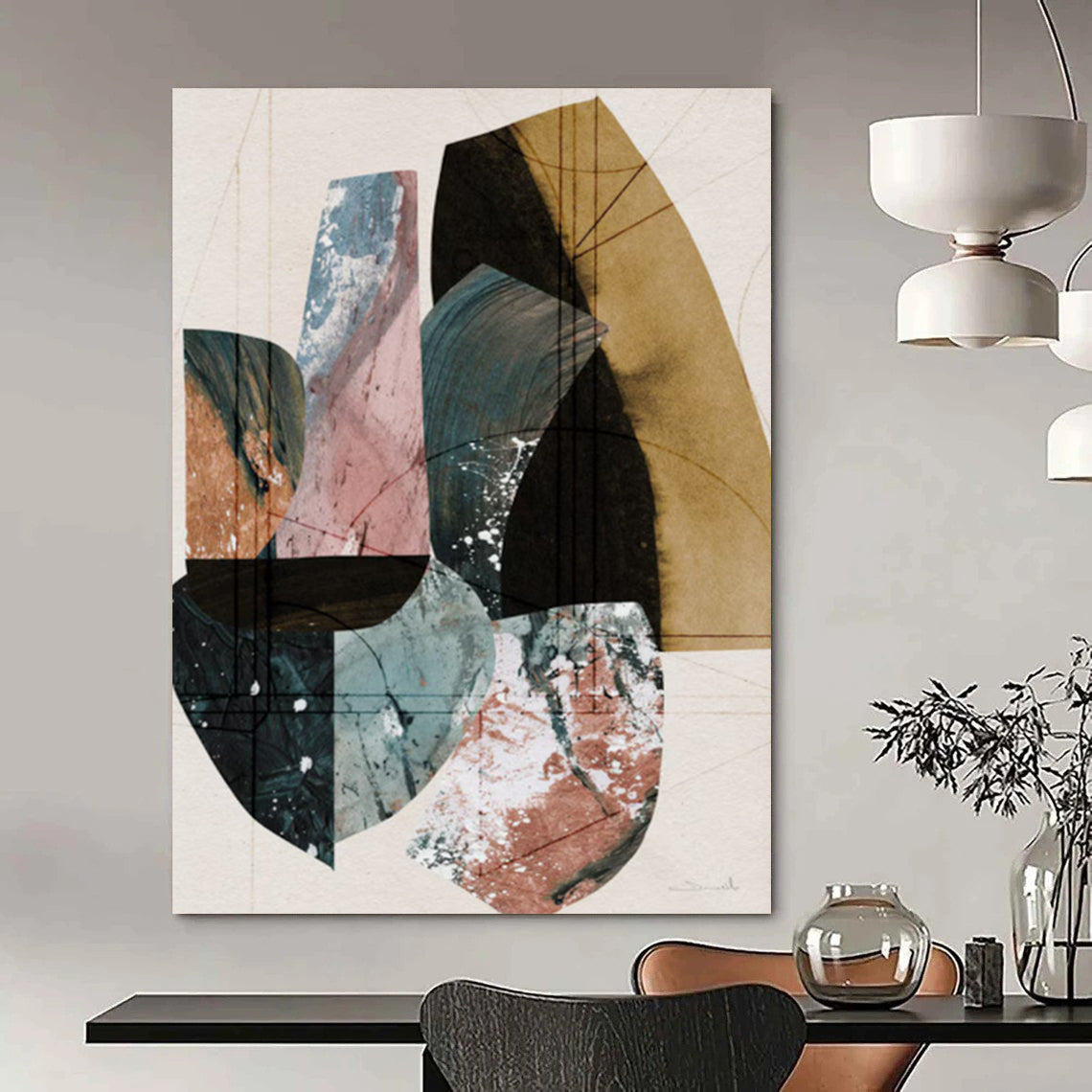 “Geometric Color Blocks” - Modernist Collage - Style Painting On Canvas DTP152