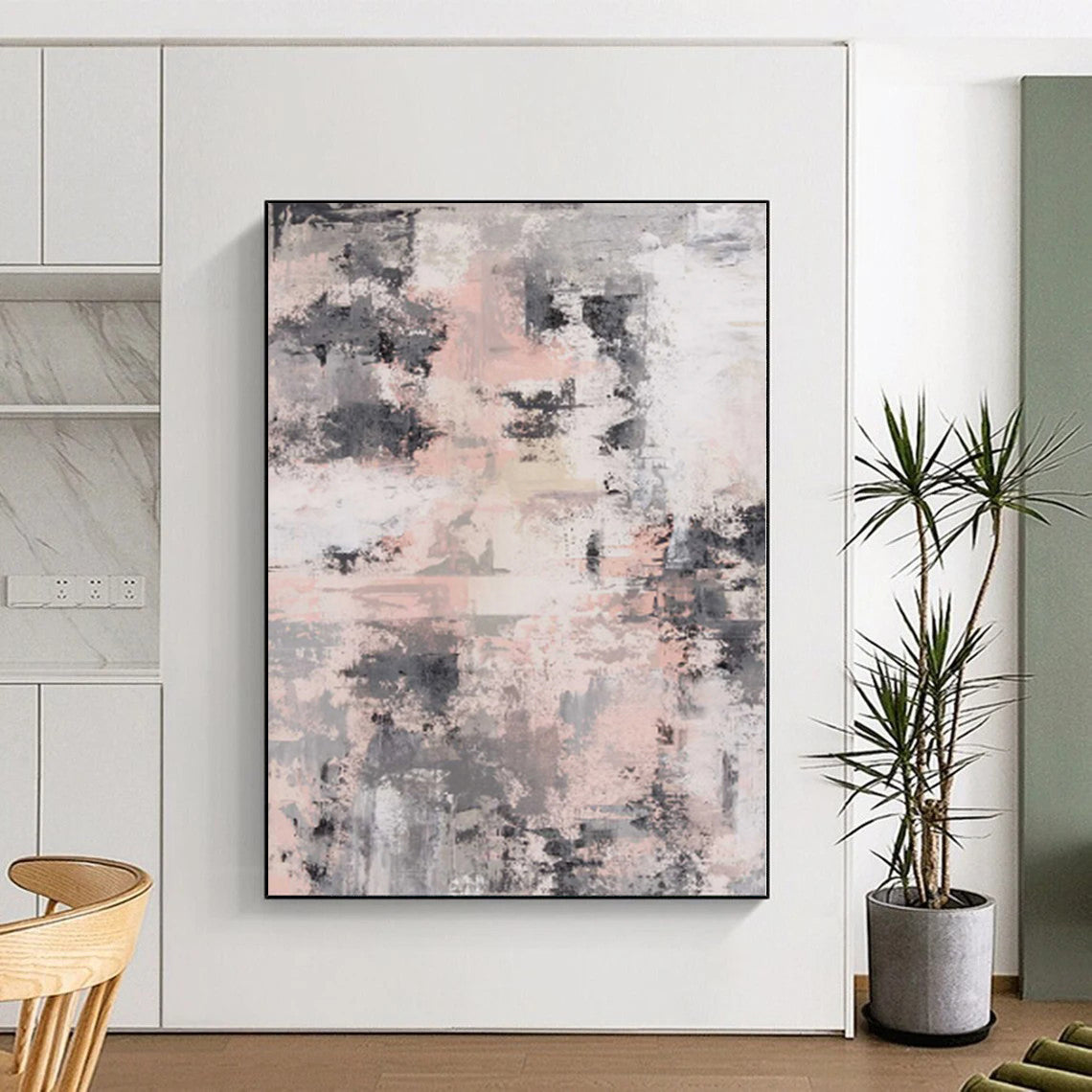“Muted Urbanity” - Abstract Work with Gray, Pink, White, Black CT0051
