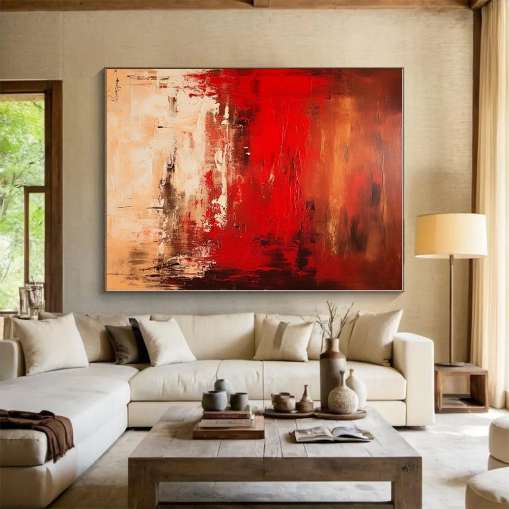 “Red - Brown Abstract Landscape” - Abstract Landscape Art CT0482