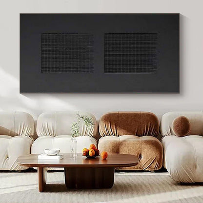 “Black with Textured Squares” Relief - Style Acrylic Art CT0153