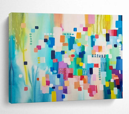 “Color Block Symphony” - Vivid blues, greens, pinks; orderly yet vibrant geometric blocks CT1497