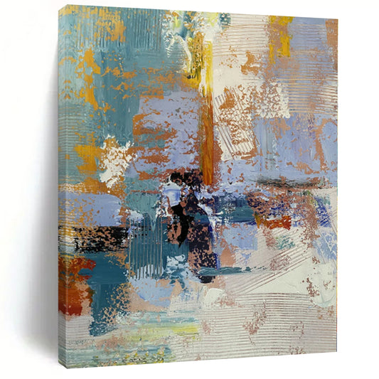“Blue - orange Textured Abstract” Impressionistic Acrylic Art CT0228