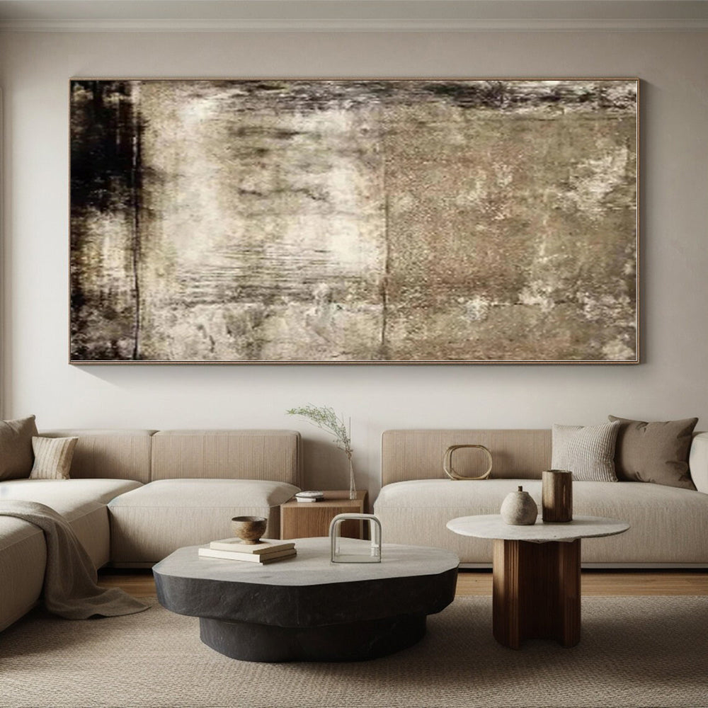 “Earthy Textured Panels”，Abstract Minimalist Mixed - Media Work CT0553