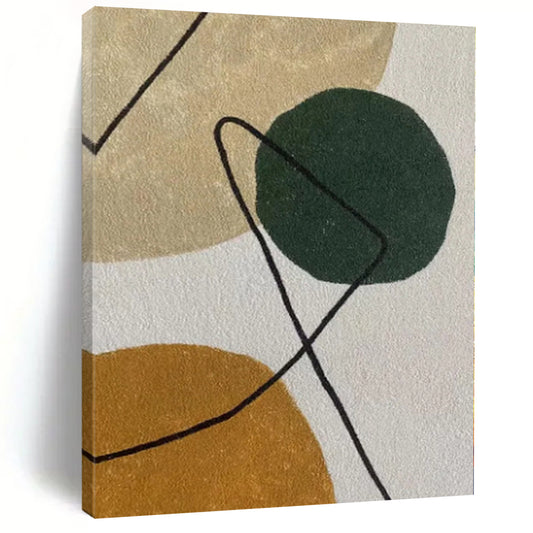 “Green Circle & Brown Shapes: Playful Abstraction” - Abstract Fun - Shaped Painting CT0389