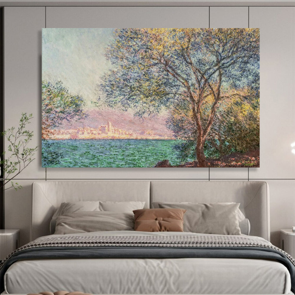 “Monet - Inspired Coastal Tree Twin” - Greens, blues, soft pastels; impressionistic tree (matching pair) CT1611