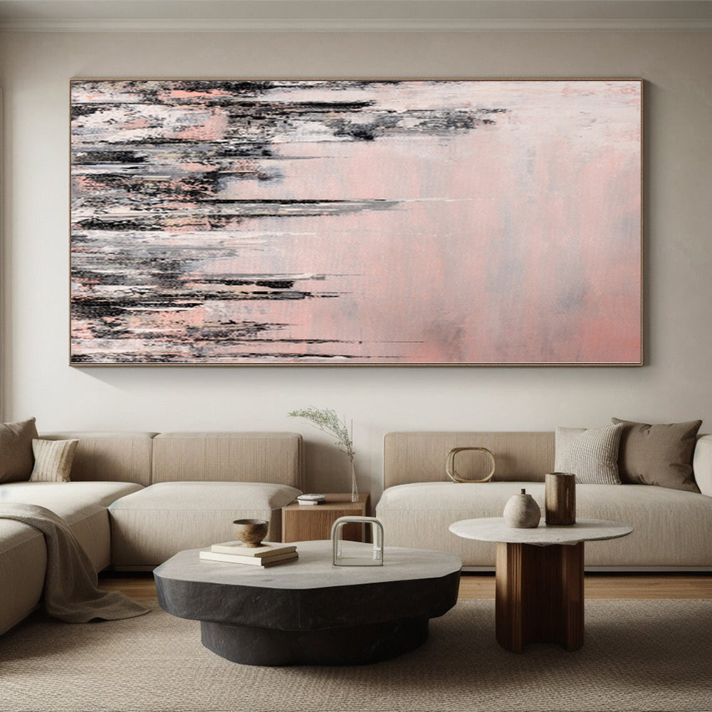 “Blush Cityscape” - Abstract Art with Pink, Gray, White, Black CT0061