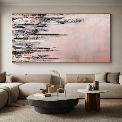 “Blush Cityscape” - Abstract Art with Pink, Gray, White, Black CT0061