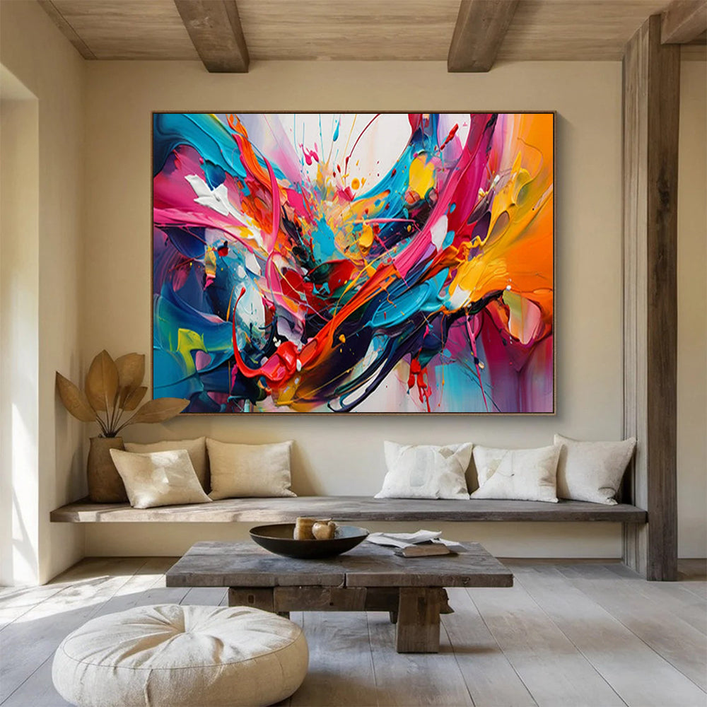 “Explosive Color Splashes in Rainbow Tones” - Dynamic Abstract Impasto Painting CT1812