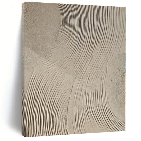 “Smooth Beige Waves” - Abstract Art with Beige, White CT0111
