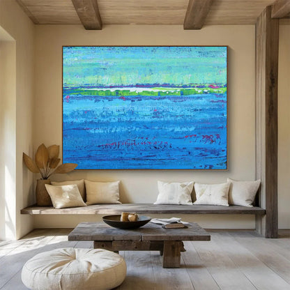 Vibrant Blue Waters & Colorful Horizon - Impressionistic Seascape CT1793