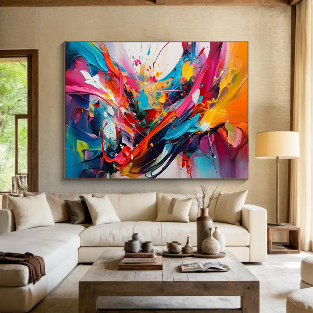 “Explosive Color Splashes in Rainbow Tones” - Dynamic Abstract Impasto Painting CT1812