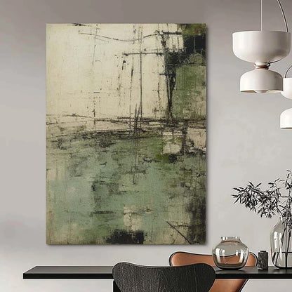 “Textured Green and Gray Abstract” Mixed - Media Art CT0166