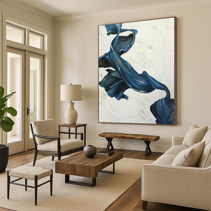 “Blue - Green Twisted Ribbons”，Figurative Abstract Painting CT0349