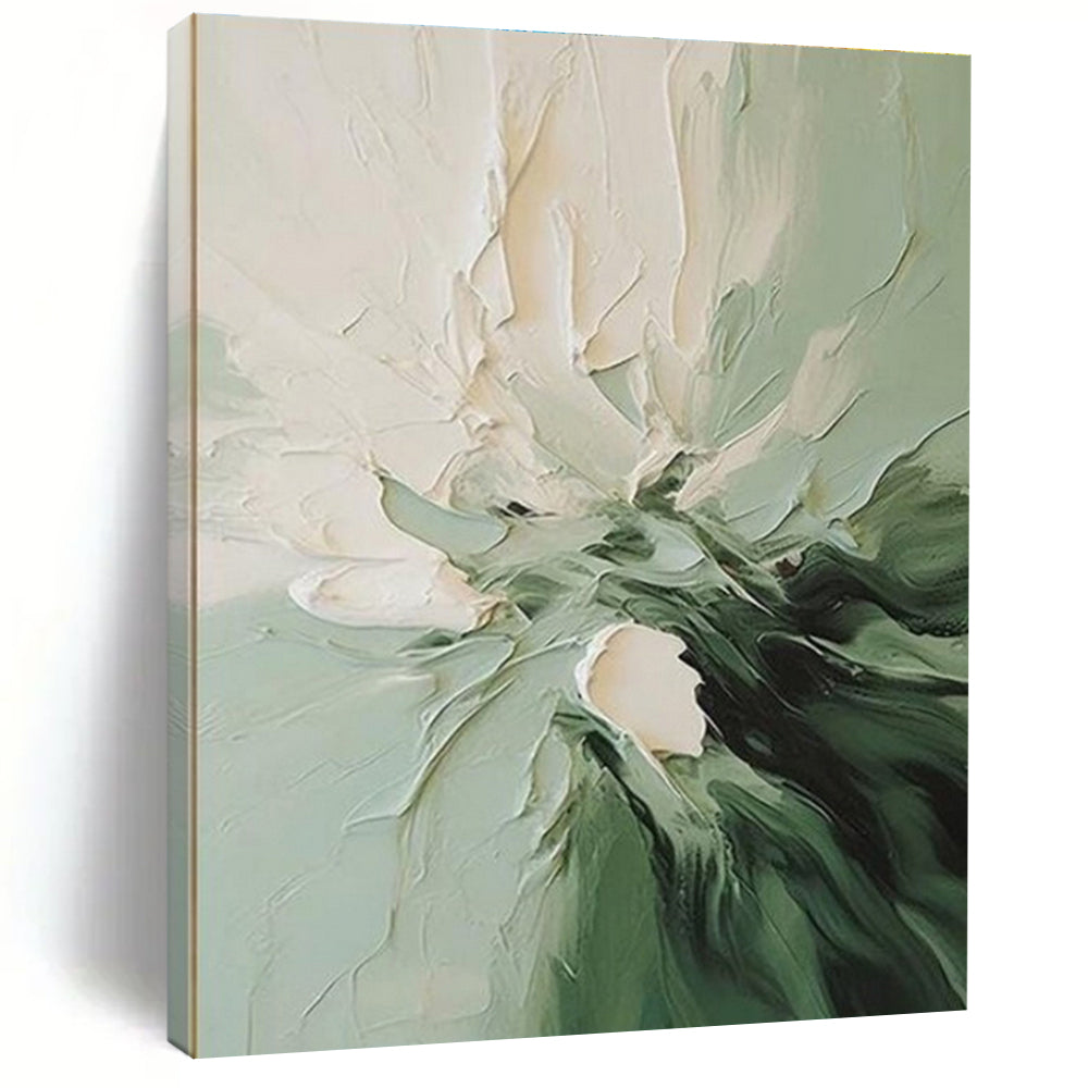 “White - Green Textured Floral”，Impasto Floral Art CT0624