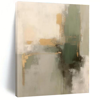 “Earthy Tones with Green and Gold”，Abstract Color - Blended Oil Painting CT0524