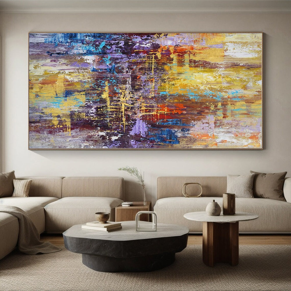 “Vibrant Urban Abstraction”，Abstract Cityscape - Inspired Acrylic Painting CT0545