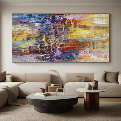 “Vibrant Urban Abstraction”，Abstract Cityscape - Inspired Acrylic Painting CT0545