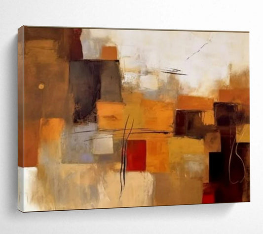 “Earthy Geometries” - Warm browns, beiges, grays; overlapping geometric blocks CT1505