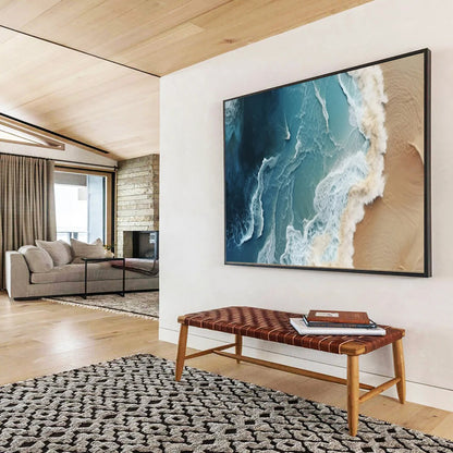 “Aerial Ocean Waves” - Shades of deep blue, turquoise, white; aerial view of intricate ocean wave patterns CT1547