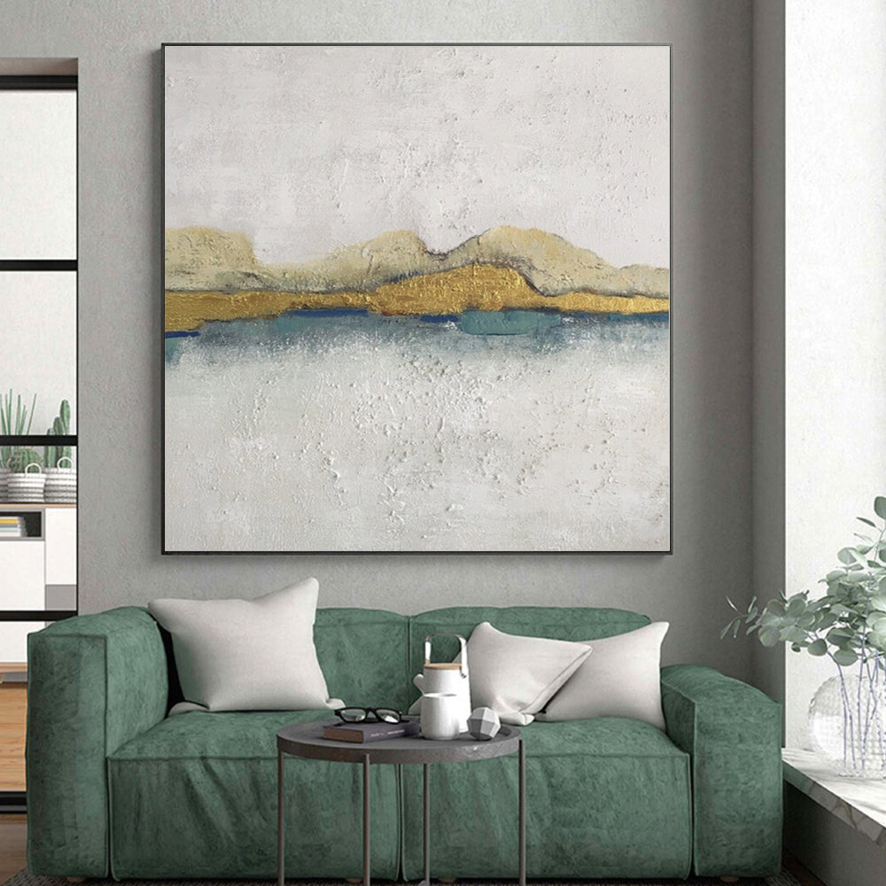 “Gold - Blue Minimalist Landscape” - Abstract Minimalist Art CT0413