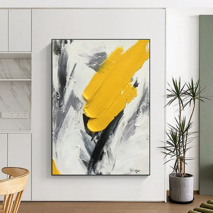 “Yellow - Grey - Black Textured Marks”，Abstract Textured Art CT0616