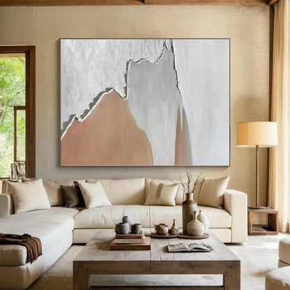 “White - Brown Minimalist Landscape” - Abstract Minimalist Landscape CT0406
