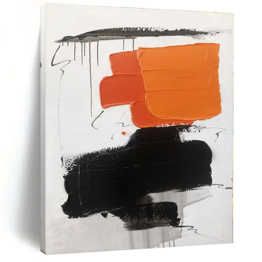 “Orange - Black Abstract Simplicity” - Abstract Minimalist Art CT0490