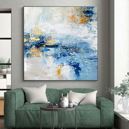 “Blue - Gold Abstract Composition”，Abstract Expressionist Art CT0643