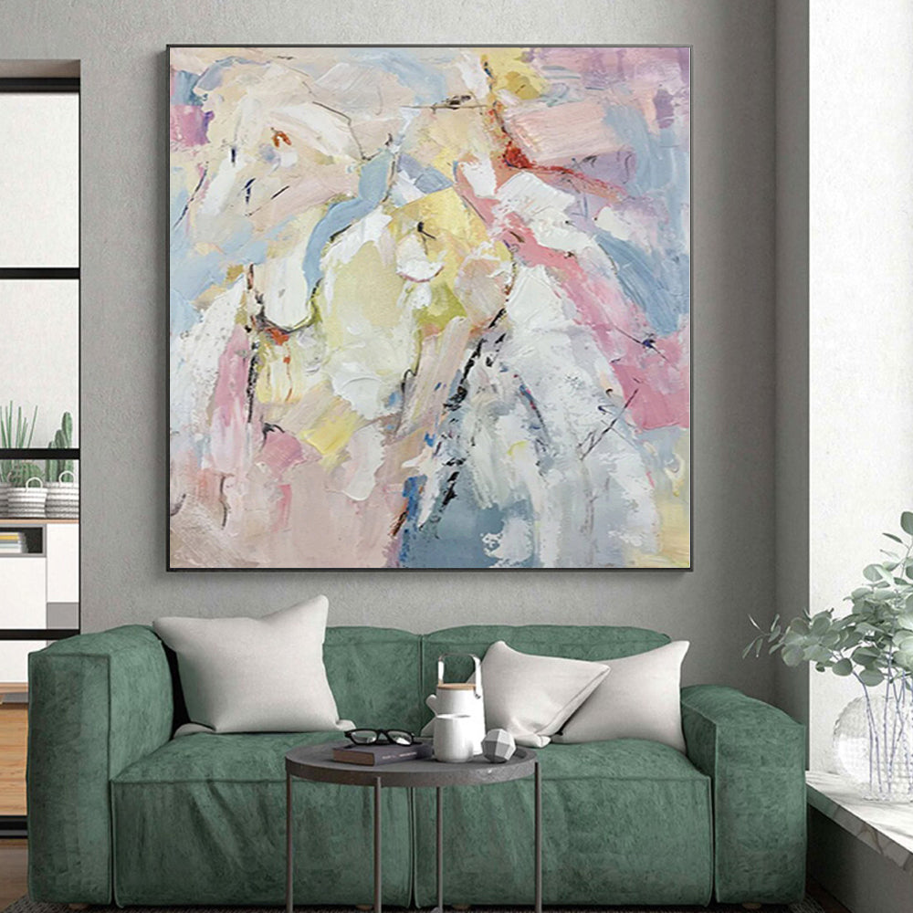 “Pastel Tones Abstract Fusion”，Soft - Hued Abstract Painting CT0364