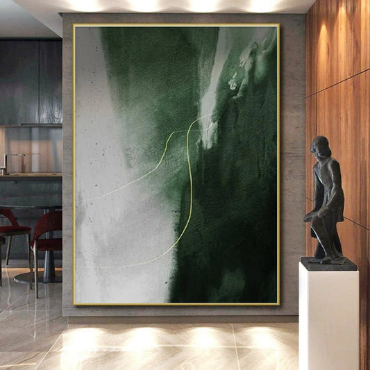 “Green - Grey Yellow Line”，Minimalist Abstract Art CT0649