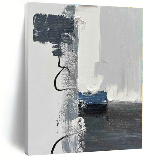 “Gray - Blue Abstract Composition” - Abstract Expressionist Art CT0491