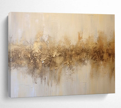 “Textured Gold Strip” - A horizontal strip of textured, metallic gold and brown hues on a light beige background CT1538