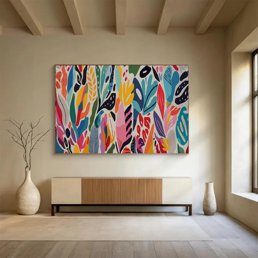 “Hand - painted Colorful Foliage” - Vibrant floral pattern in diverse colors CT1649