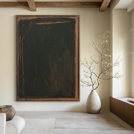 “Dark Green and Brown Edged” Minimalist Oil Art CT0150