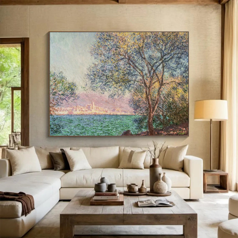 “Monet - Inspired Coastal Tree Twin” - Greens, blues, soft pastels; impressionistic tree (matching pair) CT1611