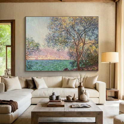 “Monet - Inspired Coastal Tree Twin” - Greens, blues, soft pastels; impressionistic tree (matching pair) CT1611
