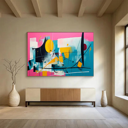 “Pink - Blue Colorful Abstraction” – Abstract Acrylic Painting CT1718