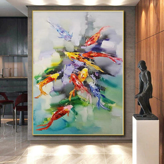 “Colorful Koi Fish Abstraction” - Abstract Animal - Themed Art CT0432