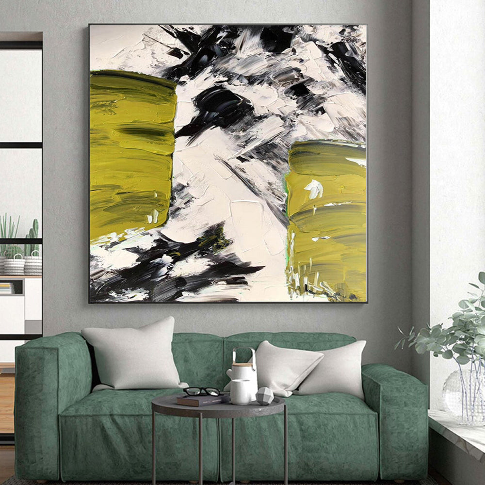 “Bold Green - Black Abstract Textures” Abstract Acrylic Art CT0305