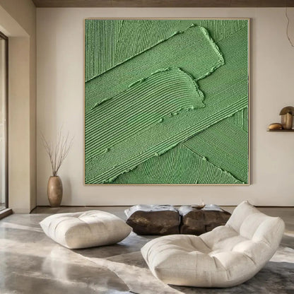 “Green Textured Ridges” Impasto - Style Acrylic Art CT0198