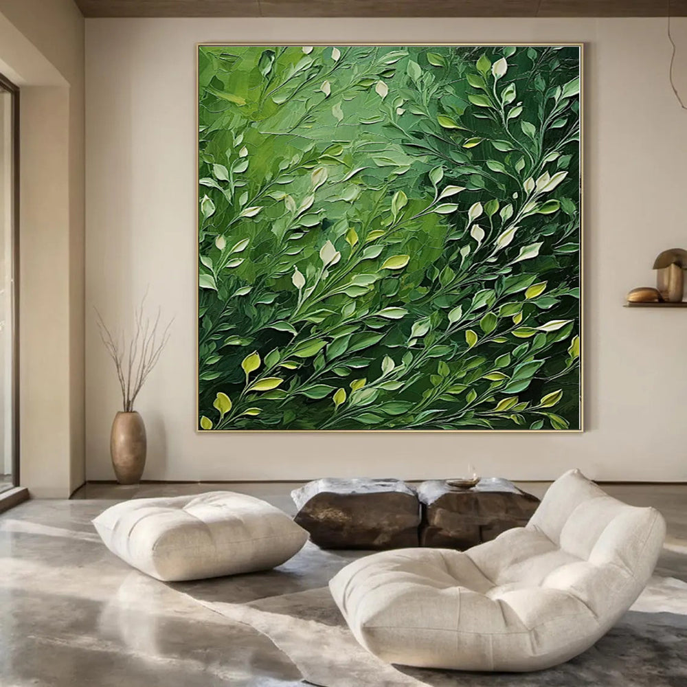 “Green Foliage Impasto” Textured Acrylic Art CT0193