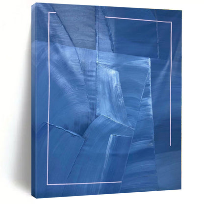 “Blue - White Geometric Abstraction” - Abstract Minimalist Art CT0458
