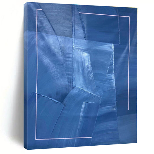 “Blue - White Geometric Abstraction” - Abstract Minimalist Art CT0458