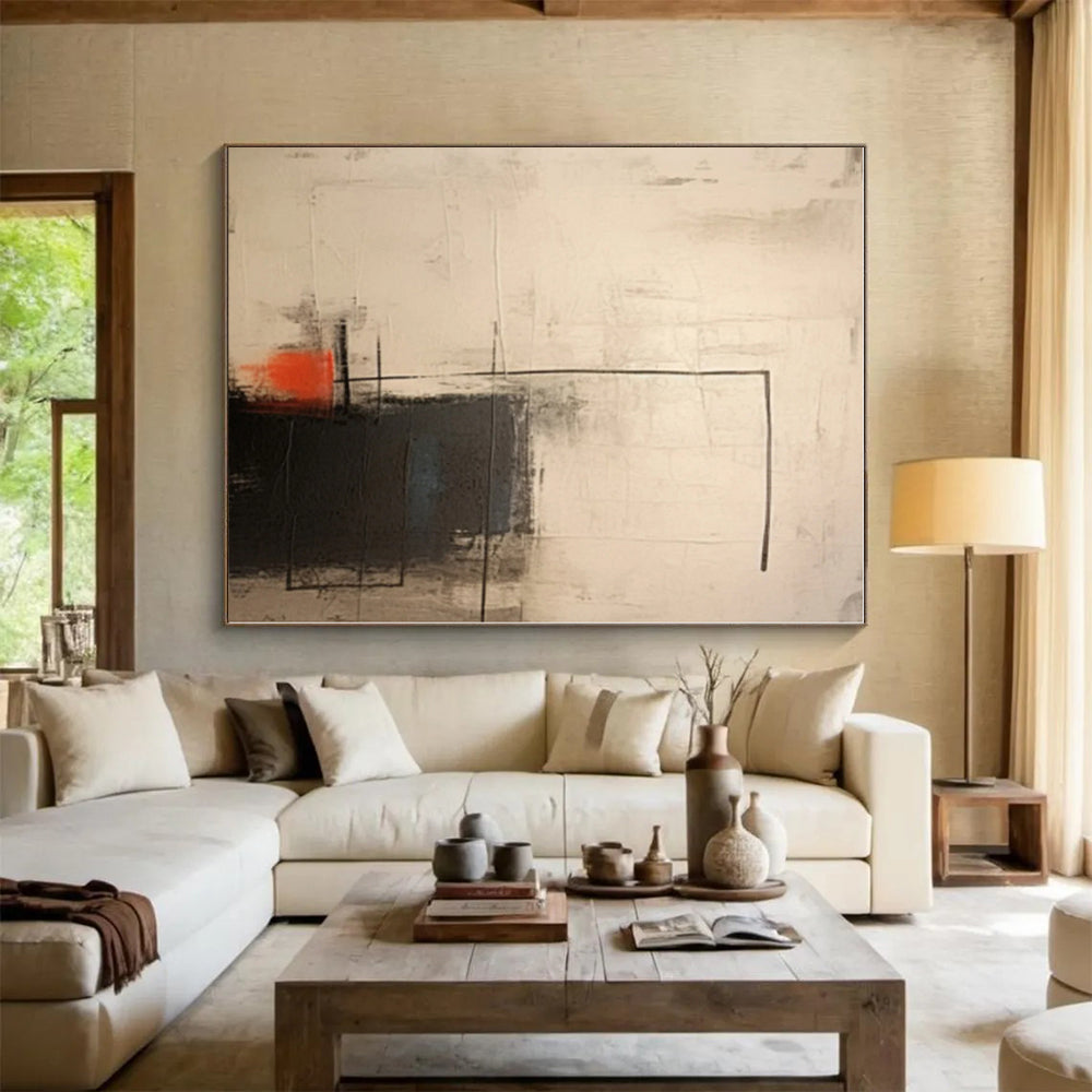 “Subtle Color Blocks with Lines”，Abstract Geometric Acrylic Creation CT0527