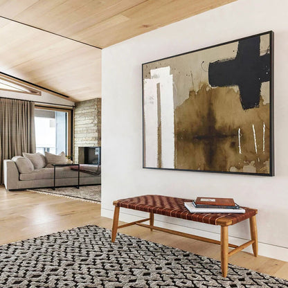 Abstract shapes in brown, white, and black with fluid edges CT1675