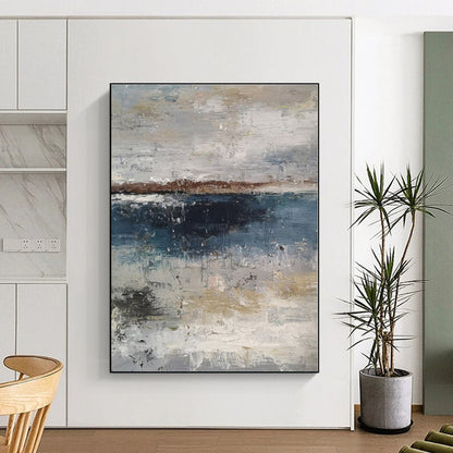 “Gray - Blue Coastal Abstraction” - Abstract Landscape Art CT0471