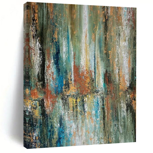 “Nature's Reflection” - Abstract Acrylic with Green, Blue, Orange, White CT0034